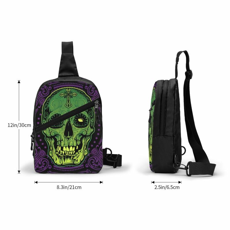 Mexican Skull Chest Bag Polyester Hiking Sling Bag foldable Crossbody Cheap Pouch Bag
