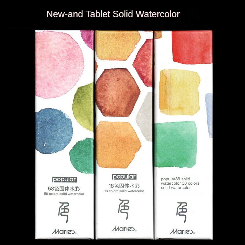 2021 New Foldable Flat Solid Watercolor 18/38/58 Color Children Hand-painted Sketching Portable Watercolor Paint Painting Set