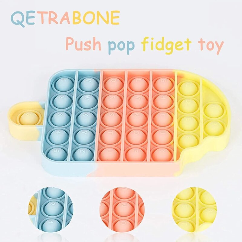 Fidget Toys, Pop Bubble Fidget giocattolo antistress sensoriale, Fidget Push Toy per bambini, giocattoli antistress in Silicone per autismo autistico Girls Boy