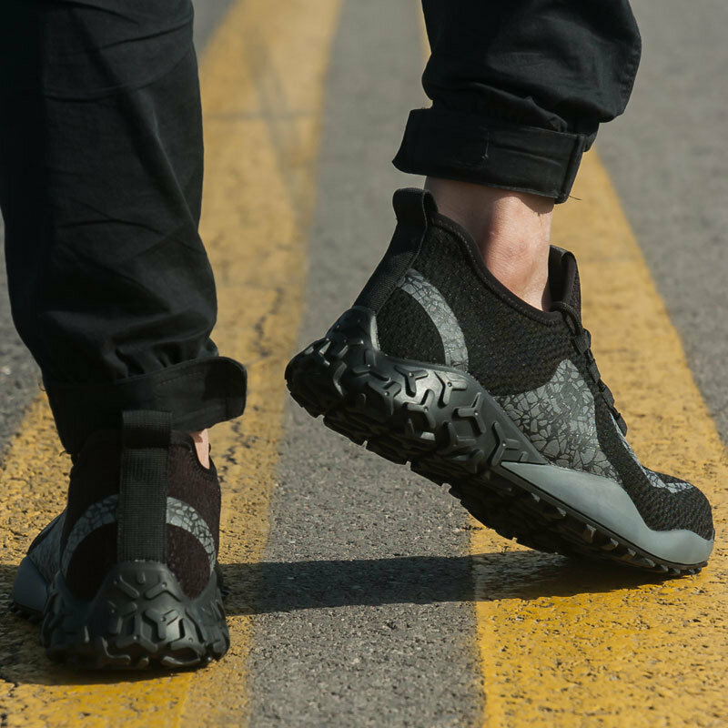 Dailou男性の鋼つま先保護抗スマッシング通気性作業靴不滅靴男性パンク証拠安全靴