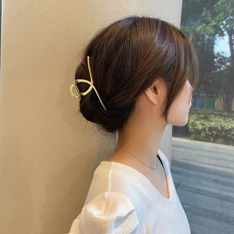 2020 Trend Large Korean Ins Japanese Elegant Temperament Metal Back Head Plate Hair Grab Clip Alloy Hairpin Shark Clip