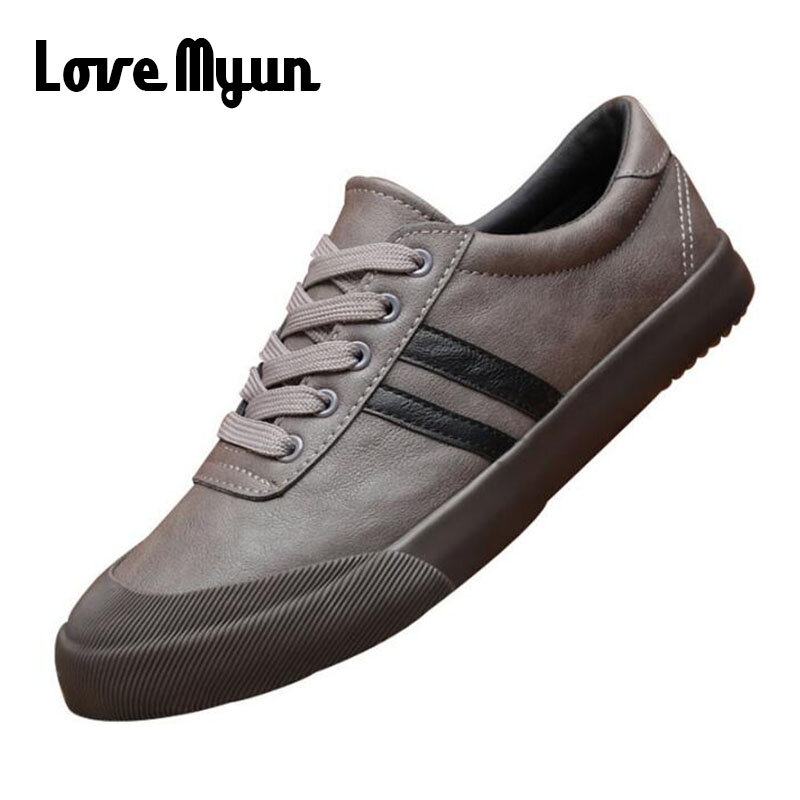 Alta qualidade moda confortável masculino preto cinza sapatos de couro sapatos masculinos casuais tênis A11-51