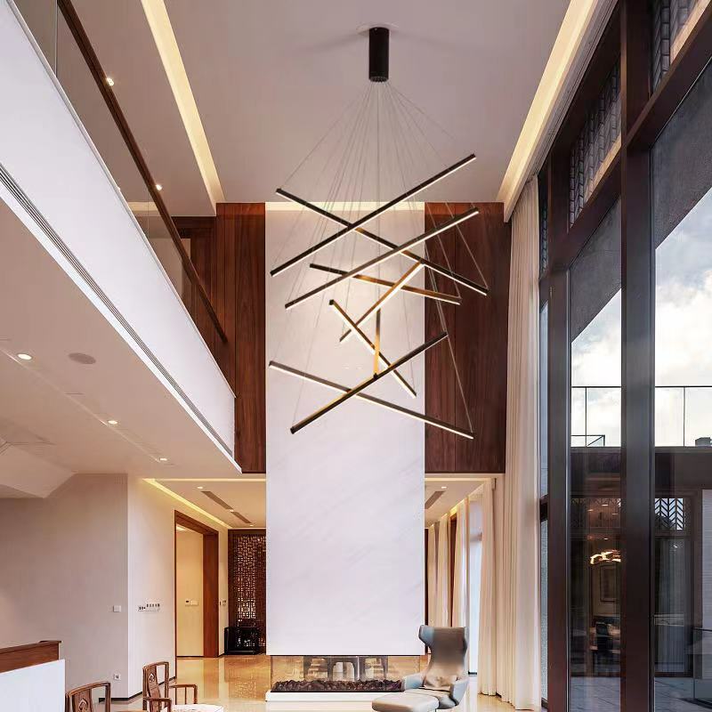 현대 듀플렉스 아파트 LED 샹들리에 알루미늄 천장 최고 학년 펜 던 트 램프 거실 다 이닝 룸 로프트 침실