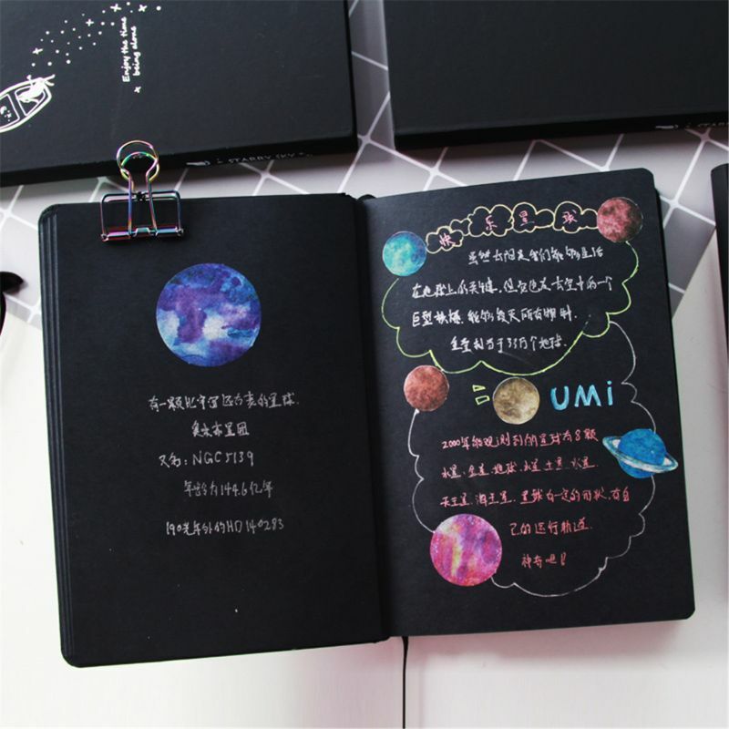 All Black Paper Blank Inner Page Portable Small Pocket Notebook Sketchbook 