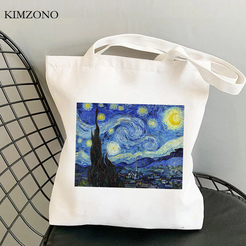 Сумка для покупок Van Gogh, хлопковая Экологически чистая сумка для покупок, продуктовая сумка sacola ecobag jute на заказ