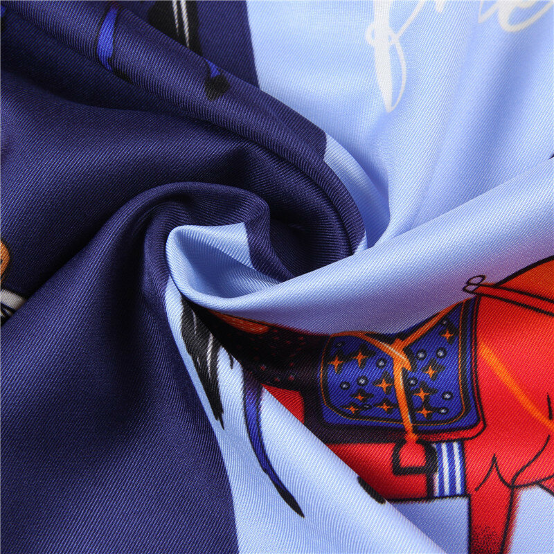 Impressão de cavalo xale de seda feminino, lenço de 130 cm, lenços de seda carta quadrada, scarfs designer grande, lenço de seda de 130 cm