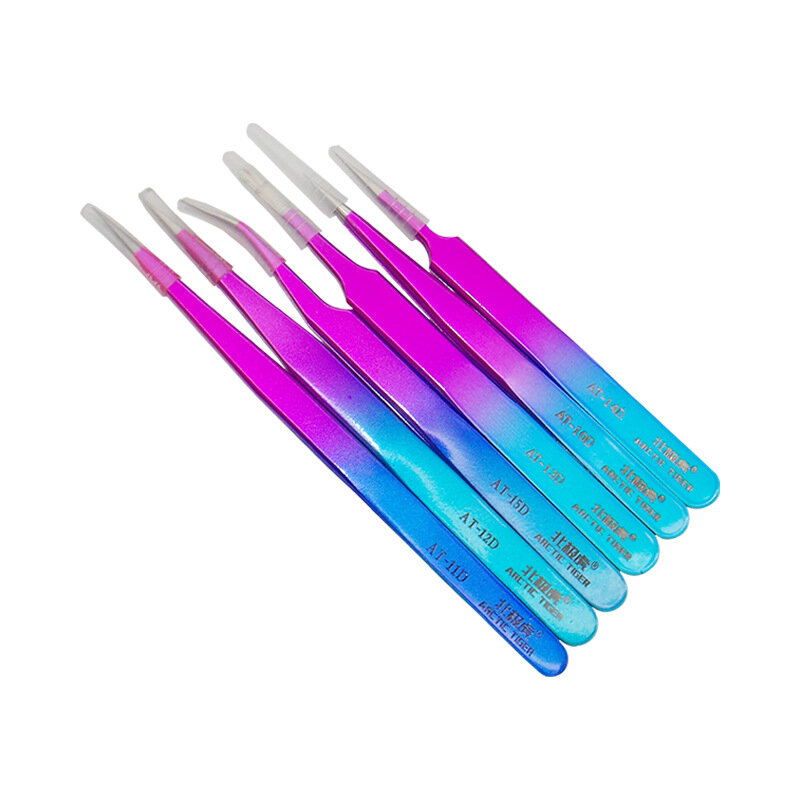 Colorful Stainless Steel Eyelashes Tweezers for Lashes Extension  Anti-static High-precision Thin Tip Tweezers Makeup Tools
