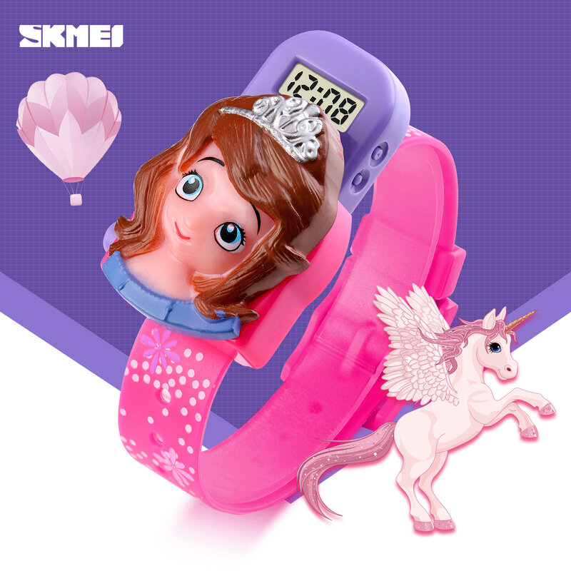 SKMEI-relojes digitales con dibujos animados de princesa Frozen para niños, relojes de pulsera LED, electrónico, informal, a la moda