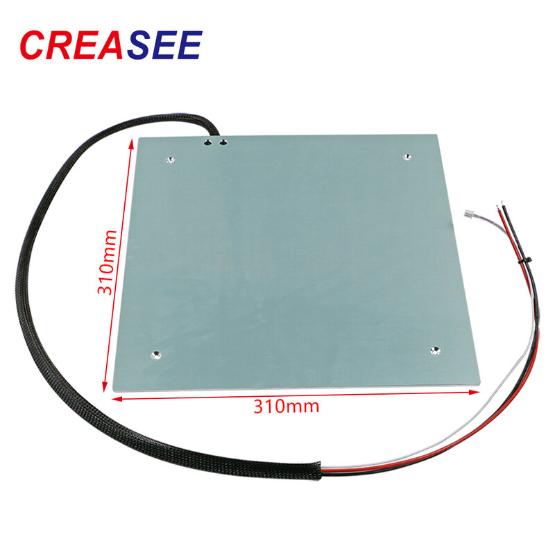 CREASEE 3D 프린터 부품 24V 핫 베드 플랫폼 225/235/310mm 알루미늄 기판 히트 베드 침대 오른쪽 필렛 부품 310x310mm