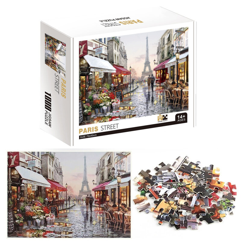 1000 peças quebra-cabeça cidade paris cidades românticas flor rua torre eiffel paisagem quebra-cabeça para adultos crianças brinquedos para meninas