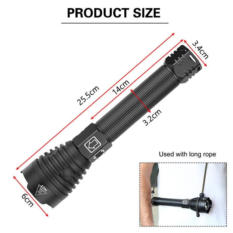 Xhp90.2 Most Powerful Led Flashlight Xhp70 Rechargeable Flashlight Use 18650 or 26650 Camping Light Xhp50 Tactical Flashlight