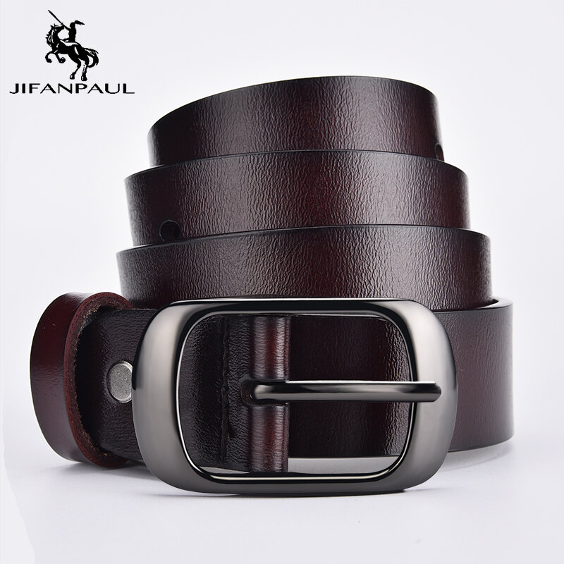 JIFANPAUL-cinturón punk retro de cuero genuino para mujer, hebilla de aleación con pin, de alta calidad, informal, para negocios, tendencia, para Vaqueros
