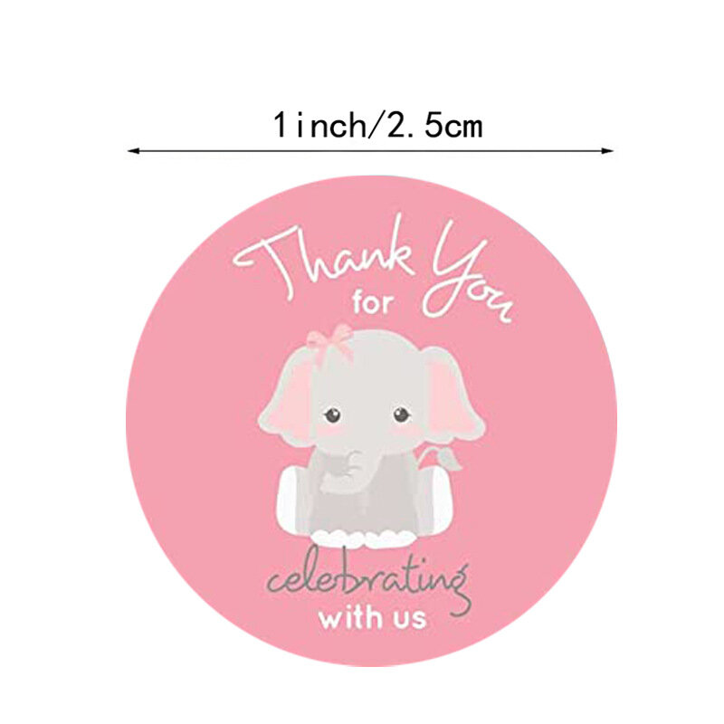 500 Buah/Gulungan Terima Kasih Telah Merayakan dengan Kami Stiker untuk Dekorasi Amplop Mandi Bayi Label Penyegelan Perlengkapan Alat Tulis Anak