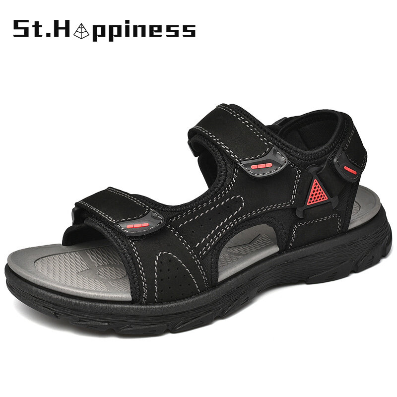 2021 Fashion Men's Leather Casual Sandals Summer Casual Breathable Rome Sandals Outdoor Light Walking Sandals Slippers Big Size