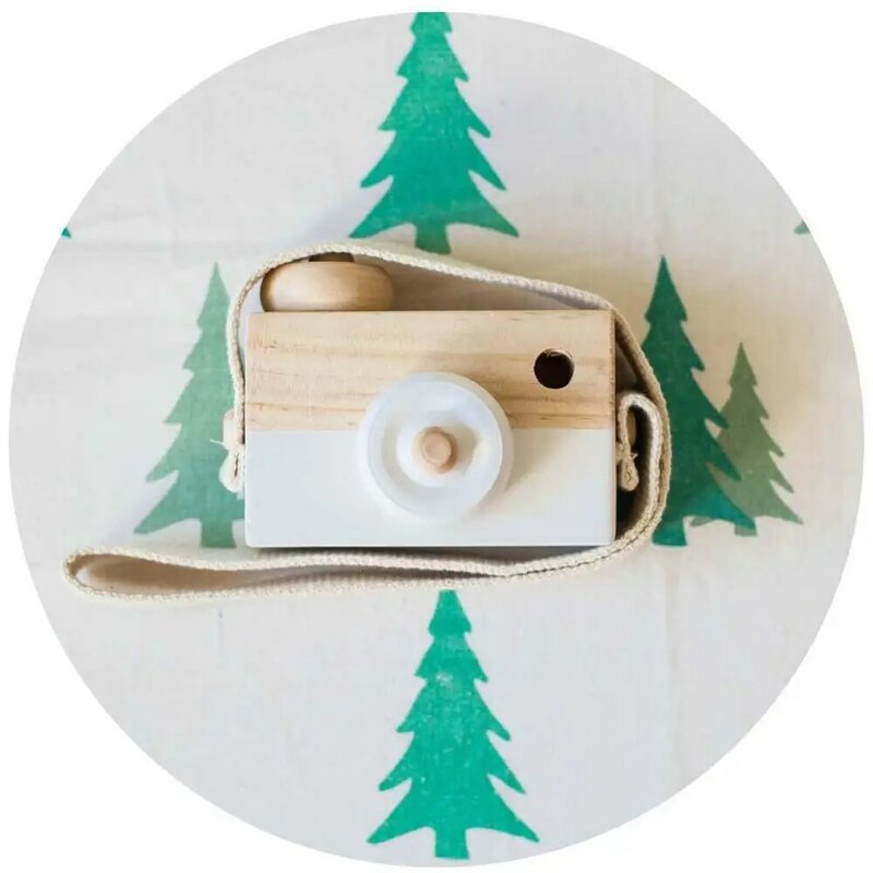 Kids Cute Wood Camera Toy Xmas Children Room Decor Safe Wooden Camera White Cute Nordic Hanging Wooden Camera Toys Kids Toy Gift