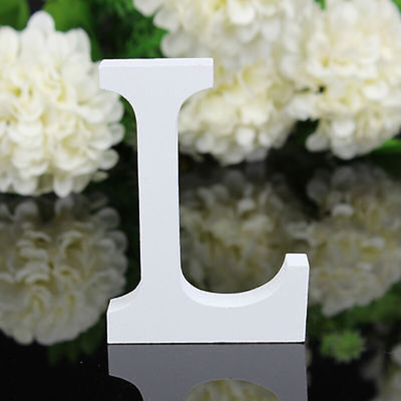 Letras autônomas de madeira diy, alfabeto branco, decoração para festa de aniversário, casamento, nome personalizado