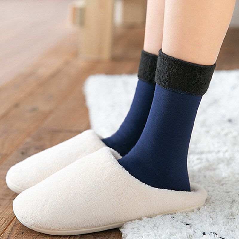 Women's Warm Cotton Socks Plus Velvet Socks，Women's Thick and Velvet Snow Socks,Long Tube In Tube Warm Snow Socks 4 Pairs
