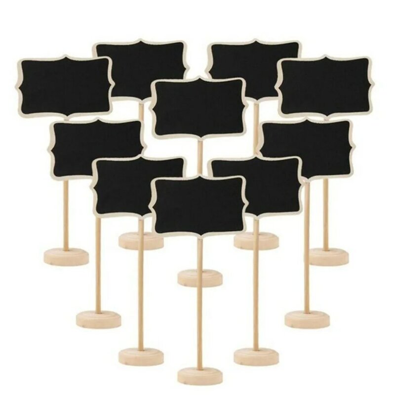 10個黒板木製黒板ミニ木製メッセージ掲示板テーブルウェディングパーティーの装飾書き込み情報