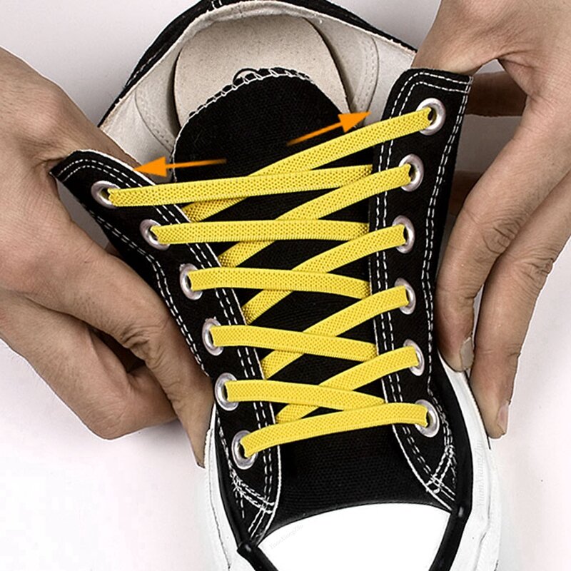 Резиновые шнурки для кроссовок, без завязывания, эластичные, плоская обувь, 24 цвета, для детей и взрослых, для бега, 1 пара