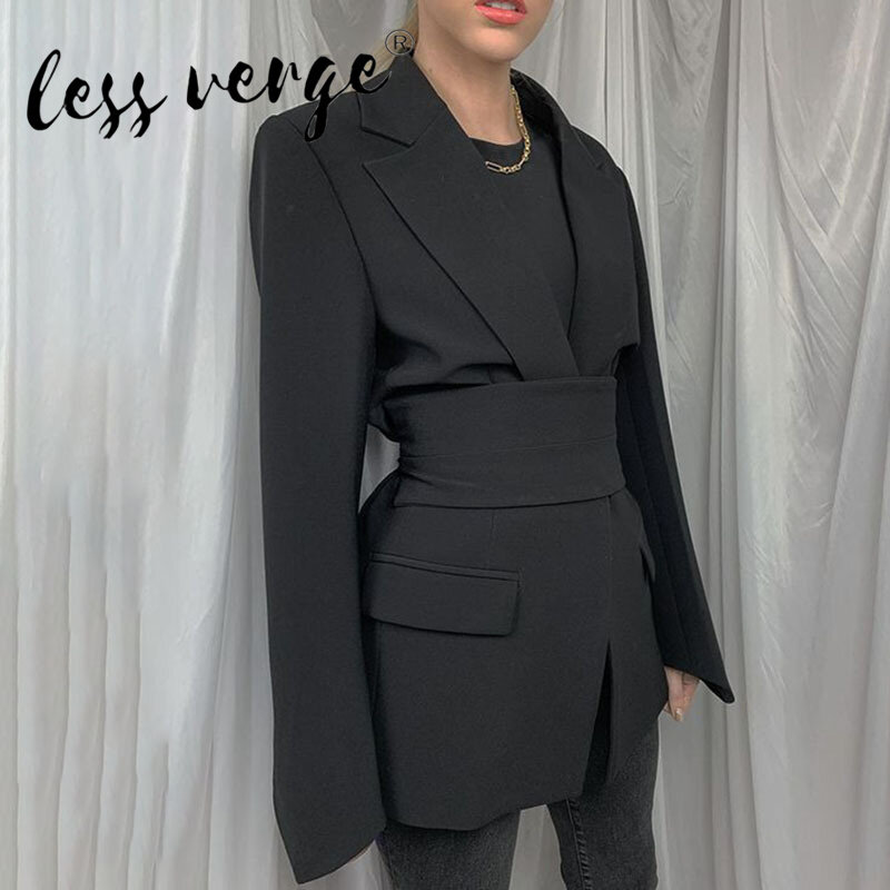 Lessverge Modieuze Temperament 2021 Winter Lente Vrouwen Blazers Formele Formele Jassen Bovenkleding Lace Up Office Lady Vest