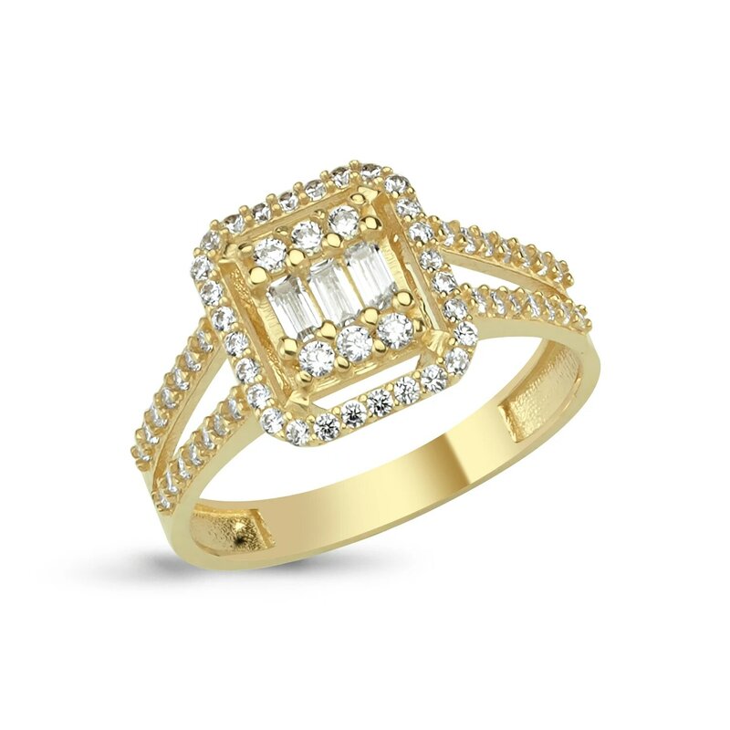 14k (585) золотое ожерелье, серьги и кольцо набор