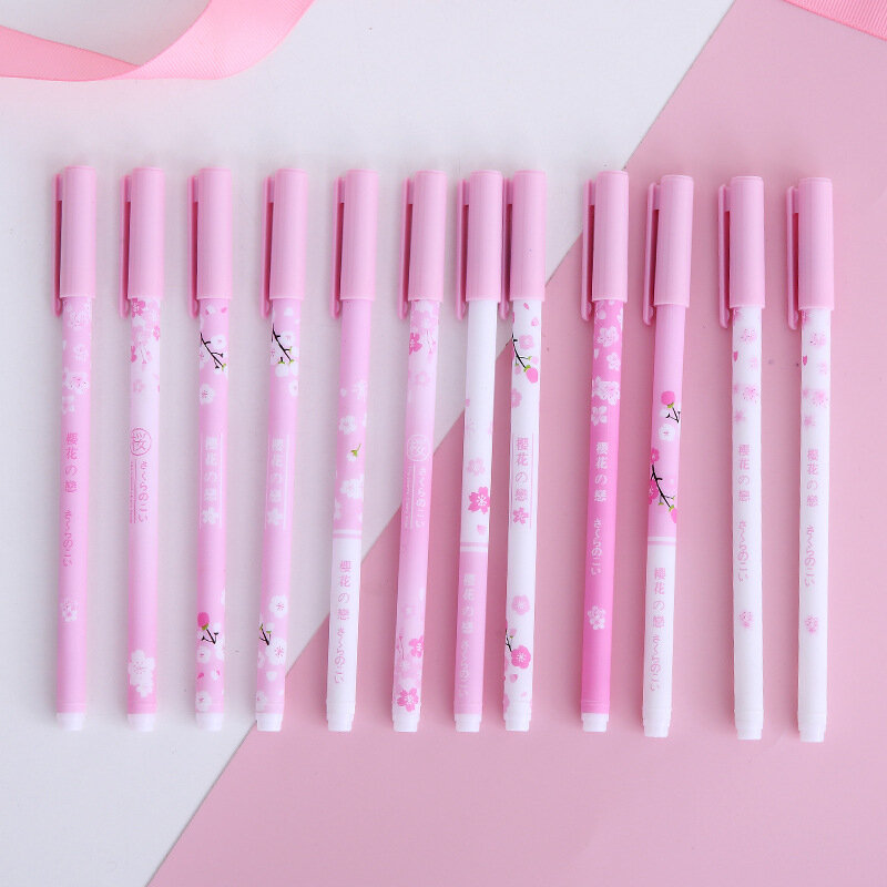 1 Pcs Pack Roze Cherry Meisje Hart Serie Gel Pen Kawaii Handtekening Pen Volledige Naald Buis 0.5 Groothandel Examen Kantoor levert