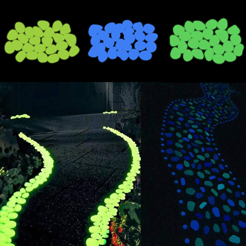 Piedras de resina que brillan en la oscuridad, rocas luminosas para decoración de jardines, hogar, pasarela, bricolaje, 25/50 Uds.