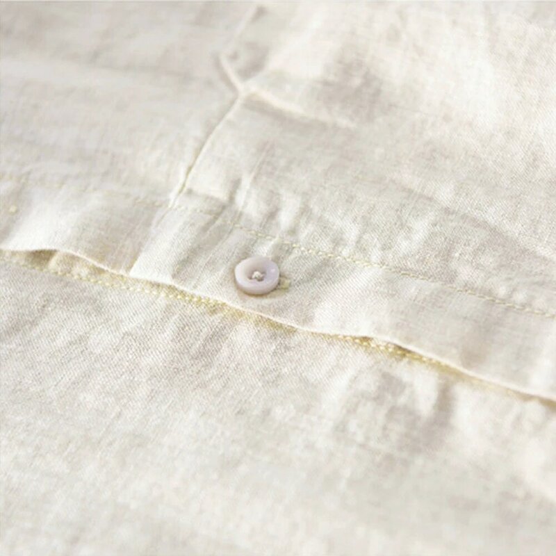 Chemise en coton et lin à col montant boutonné pour homme, Blouse ample à manches courtes, surdimensionnée, avec poche, 5XL, été, 2021