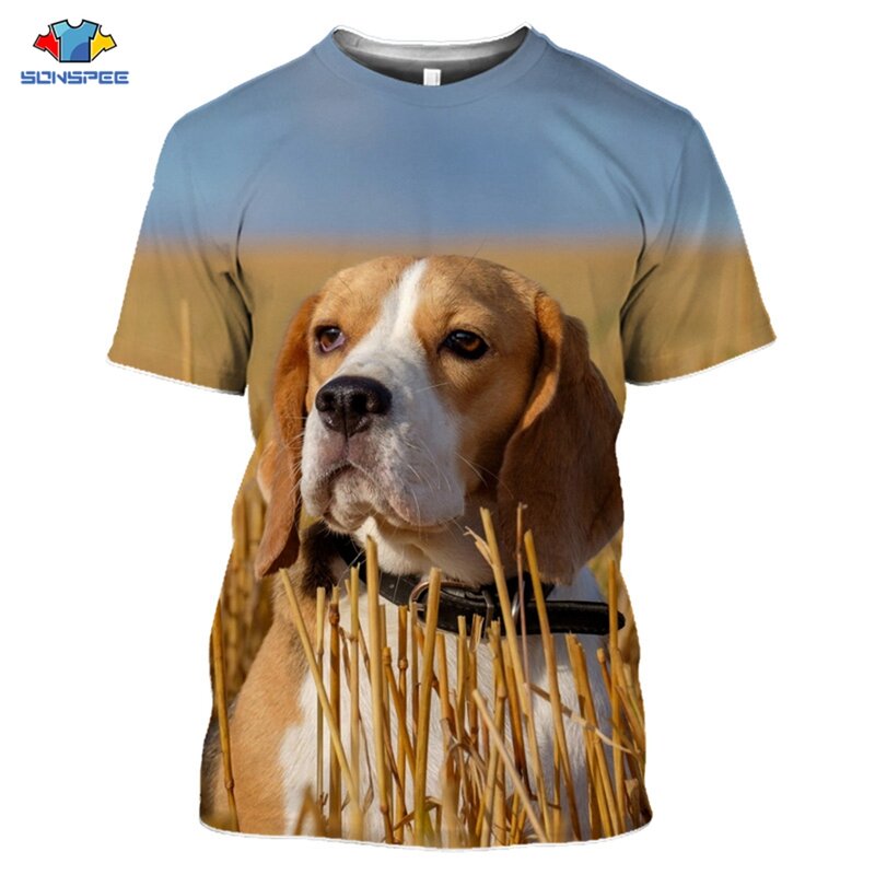 Camisas masculinas camiseta animal cão beagle impressão 3d casual hip hop manga curta engraçado o pescoço camisetas tops streetwear unisex