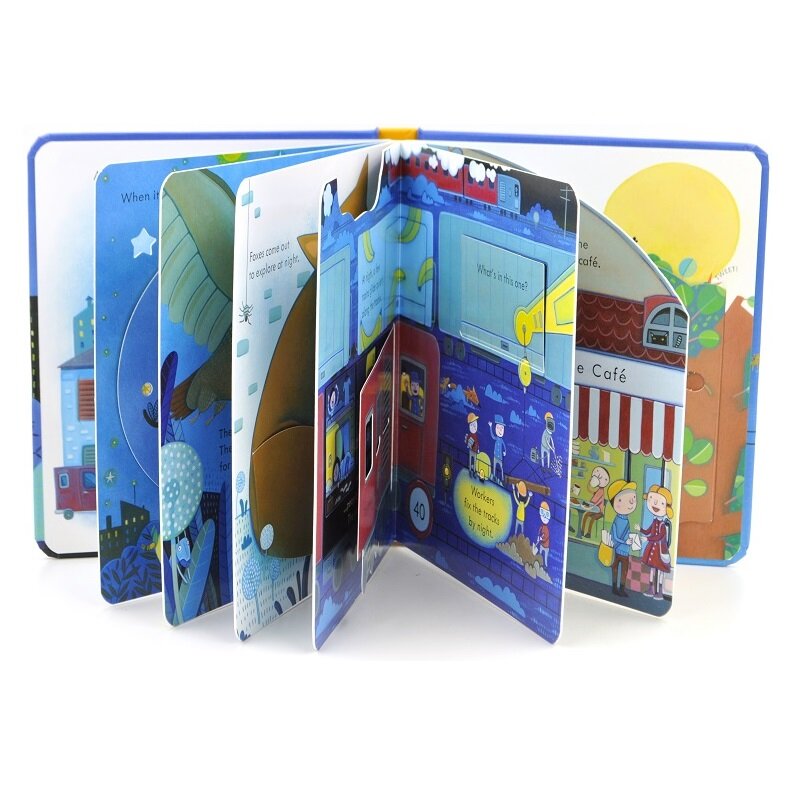 Livros ilustrativos para bebês, livro de leitura educativo com aba 3d para a noite, em inglês