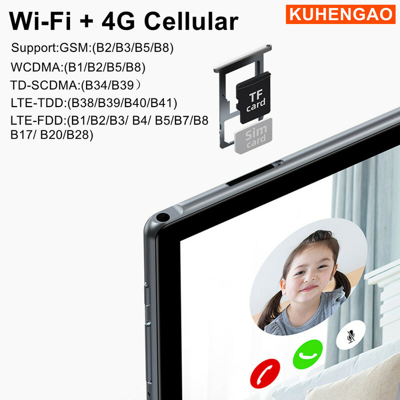 Tablet pc 1920x1200 de chamada de rede-10.1 polegadas, ligações de dois telefones, android 10.0 octa-core