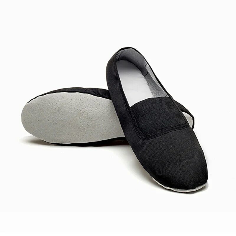 USHINE EU22-45เต็มรูปแบบหนังสีดำสีขาวแบนโยคะครูฟิตเนสยิมนาสติกบัลเล่ต์เต้นรำรองเท้าเด็ก Woaman Man ขนาดใหญ่