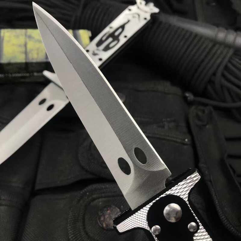Cuchillo táctico de supervivencia de acero inoxidable, herramientas de rescate automático EDC, cuchillo de bolsillo para acampada y caza, 56HRC América, nuevo