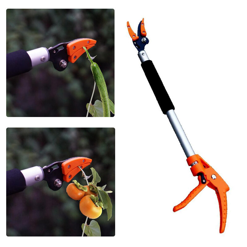 0.6-2M Extra Long Telescopic Pruning Fruit Picker Hold Bypass Pruner Max Cutting 1/2 inch Tree Cutter Garden Tools Fruit Catcher