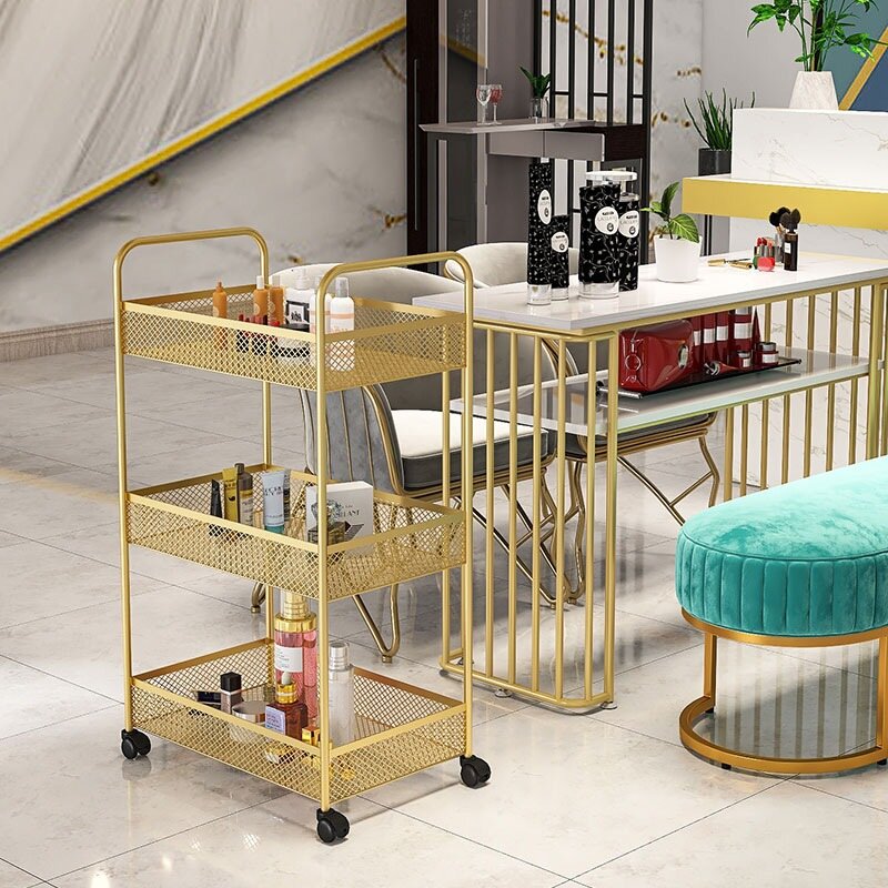 Movable trolley multi-layer rack storage tattoo hairdressing nail salon hair salon with wheels tool cart shelves spice rack