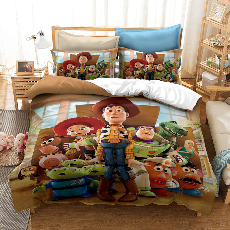 Disney Toy Story pościel zestaw Woody Buzz Lightyear dzieci 3D kapa na kołdrę poszewka zabawka z kreskówki Toy Story 4 tekstylia domowe