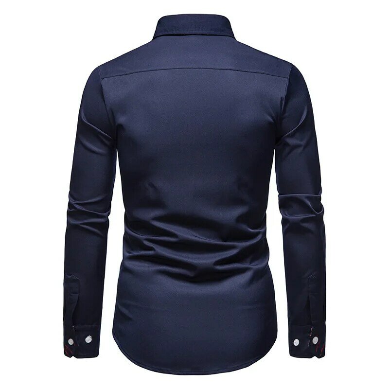 Herren Klassische Luxus Deer Stickerei Shirts Button Up Beiläufige Bluse Tops Abgedeckt Business Standard-fit Langarm Shirts