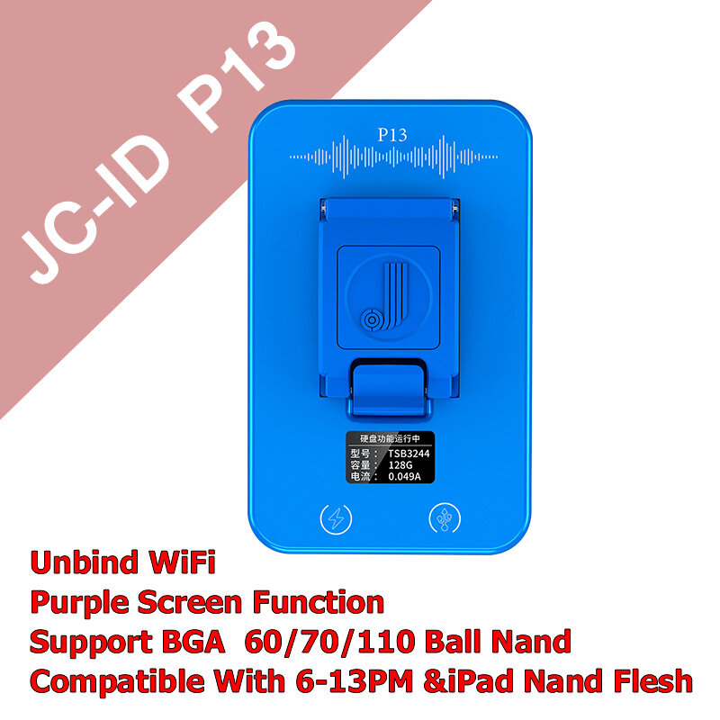 Jc p13 nand programador jcid disco rígido para iphone 8-13pm nand flash ler e escrever dados sn unbind wifi