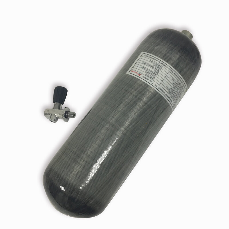 Acecare Scuba Tank 9L CE HPA Carbon Fiber Cylinder for Diving 4500psi Compressed Air Tank PCP Cylinder with Valve M18*1.5