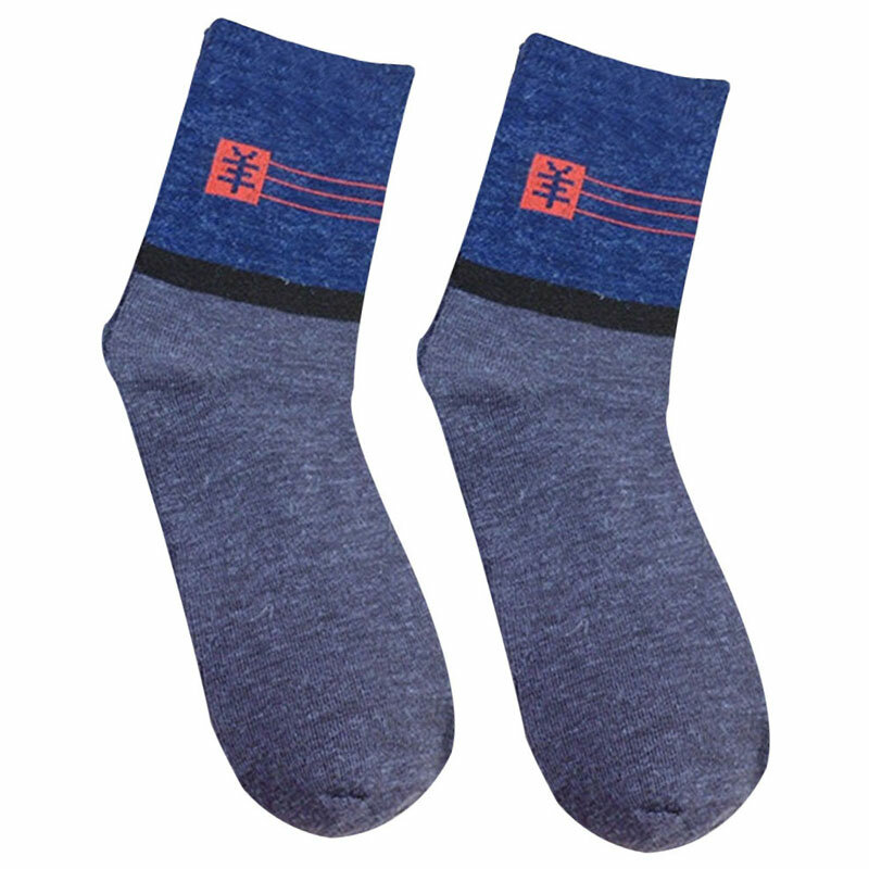 1 par de meias de cor aleatória (estilo masculino + meias de lã grossa), outono e inverno, novas meias de lã de imitação