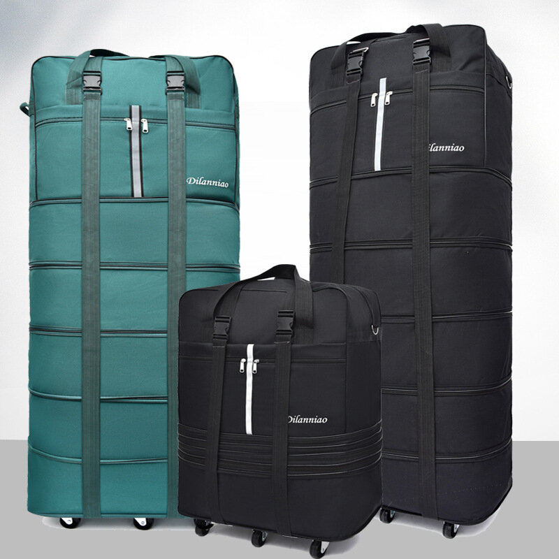 Kapasitas besar 158 air memeriksa tas roda universal tas Perjalanan luar negeri belajar Oxford cloth folding pesawat bagasi koper