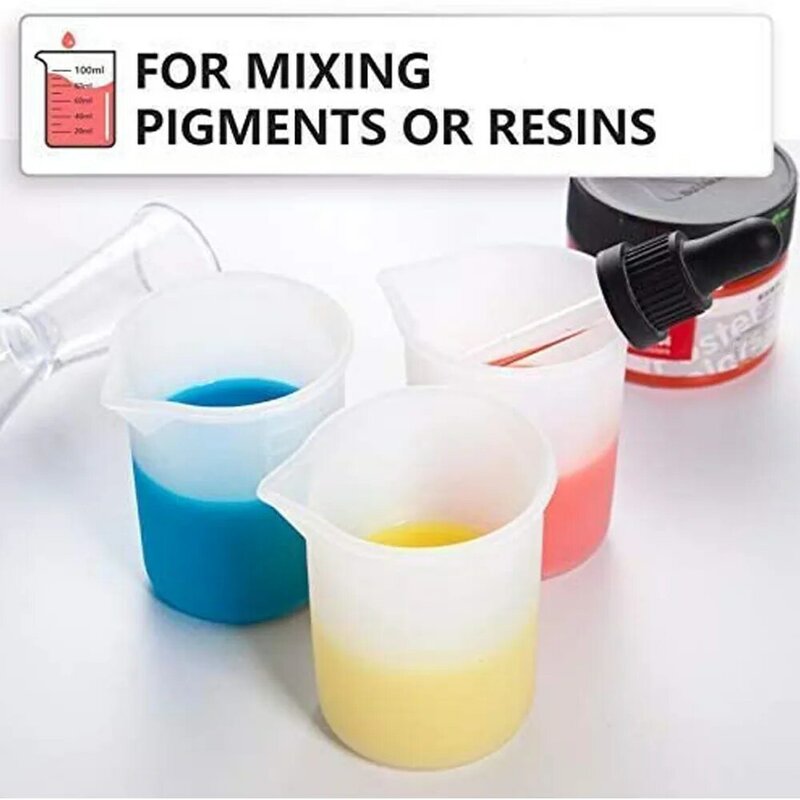100 ml Silicone Measuring Cups Non-stick Reusable Mixing Scale Cups Glue Small Capacity Tools Kit Epoxy Resin Jewelry Making