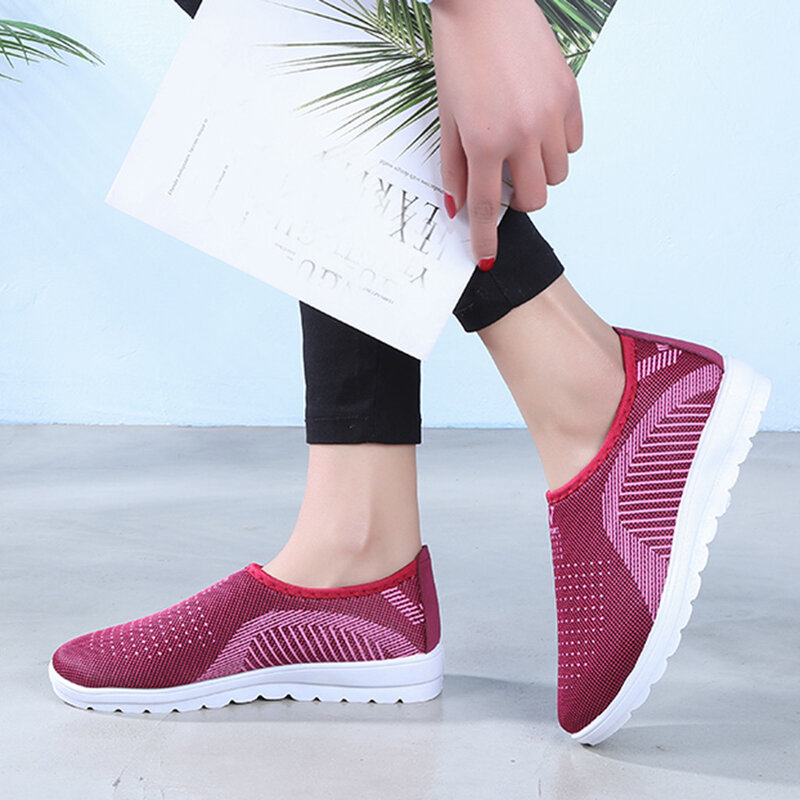 Mode Frauen Mesh Flache schuhe patchwork slip-auf Baumwolle Casual schuhe für frau Walking Streifen Turnschuhe Müßiggänger Weiche Schuhe zapato