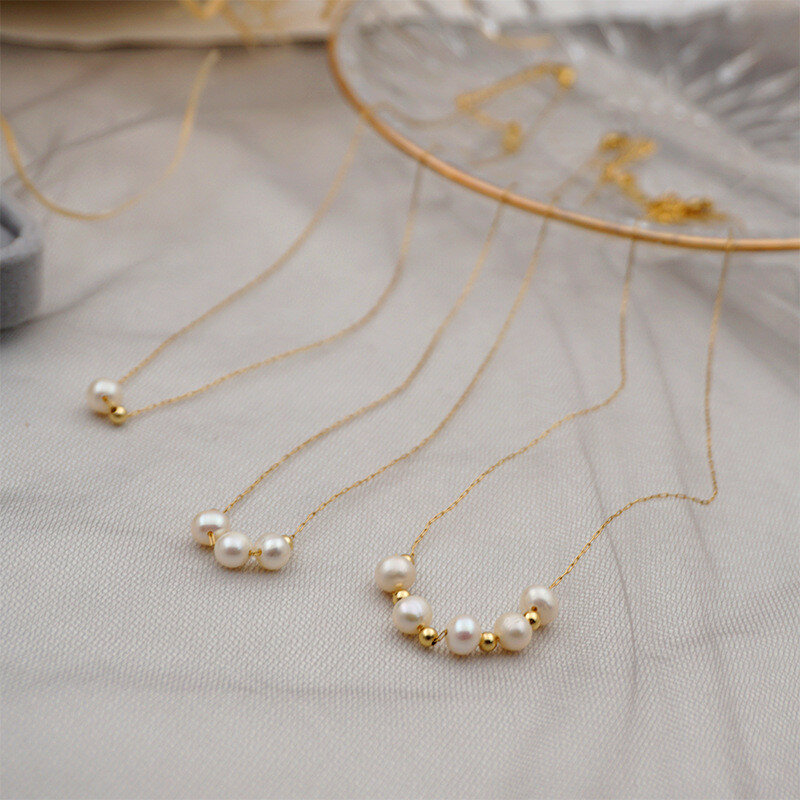 Clásico de moda de perla Natural colgante collar de la joyería para mujer coreano nuevo gargantilla de cadena de oro Cadena de clavícula de lujo regalo de la joyería