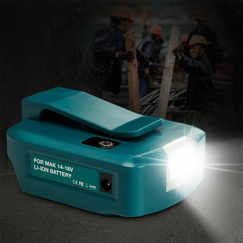 14,4 V/18V Li-on Batterie Dual USB Port mit LED Licht Scheinwerfer Im Freien Taschenlampe für Makita batterien