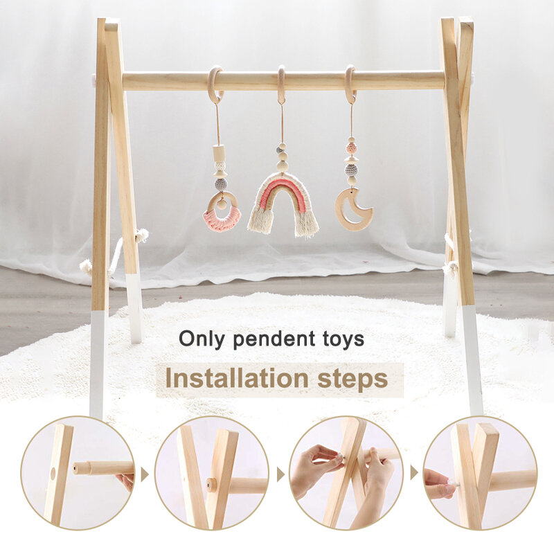 Mainan Bayi Pelangi Gantung Bermain Gym Anak-anak Dekorasi Kamar Mainan Bulan Bel Montessori Hadiah Ulang Tahun Bayi Keran 1 Set