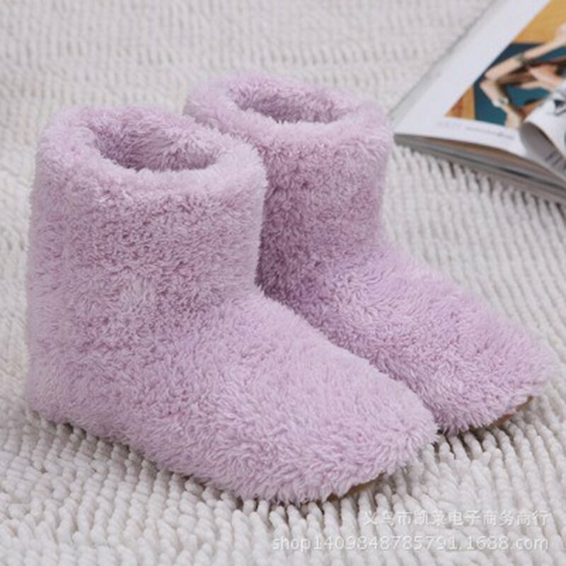 Comfortable Plush Foot Warmer Shoes Electric Heated Shoes Washable USB Charging Electric Heating Shoes for Gift