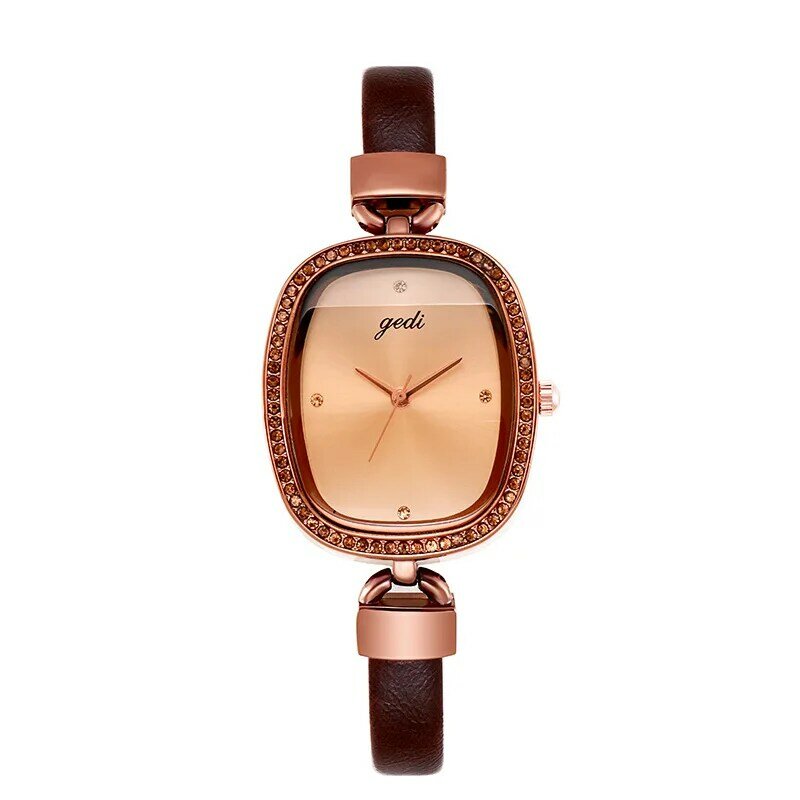 Design criativo relógios femininos simples cinto de couro quartzo relógio analógico vintage elegante senhoras relógio de pulso relogio feminino