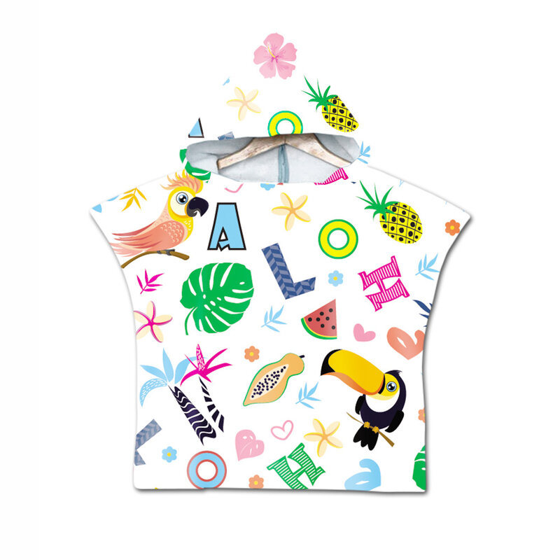 Cape à capuche pour enfants, serviette de plage en microfibre, mignon, dessin animé, animaux, bébés garçons et filles, sport, bain, 120x60cm