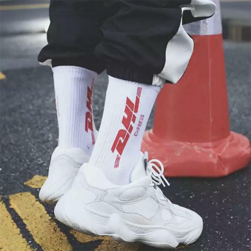 Calcetines de algodón de alta calidad para hombre, medias de estilo hip hop con estampado de letras, moda para hombre, deportes, baloncesto, skateboard